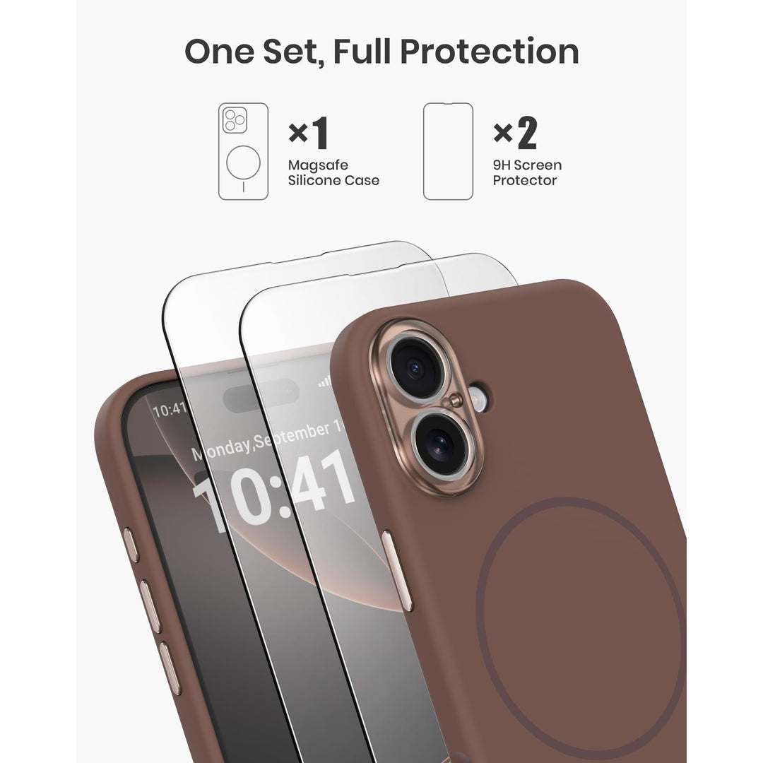 MagSafe Brown Silicone Case with Screen Protectors - DOKUTRONIX