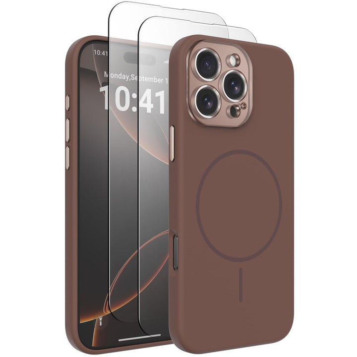 MagSafe Brown Silicone Case with Screen Protectors - DOKUTRONIX