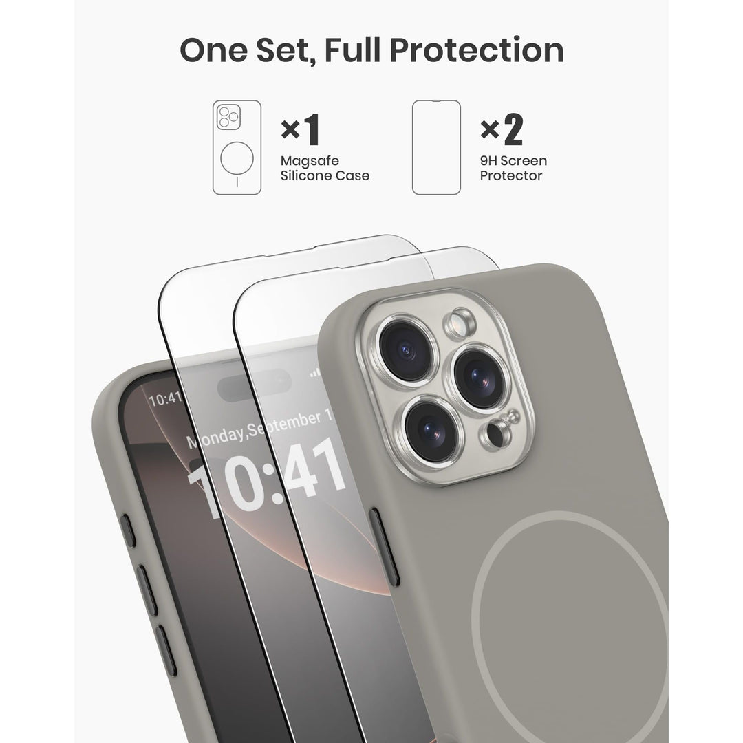 MagSafe Brown Silicone Case with Screen Protectors - DOKUTRONIX