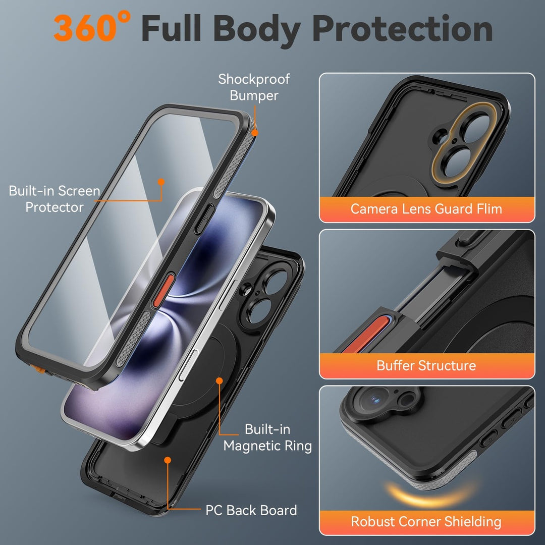 MagnaGuard 360: iPhone 16 Plus Waterproof Case - DOKUTRONIX