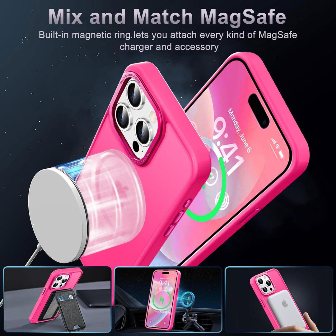 MagSafe SlimGuard: Hot Pink Case for iPhone 15 Pro Max - DOKUTRONIX