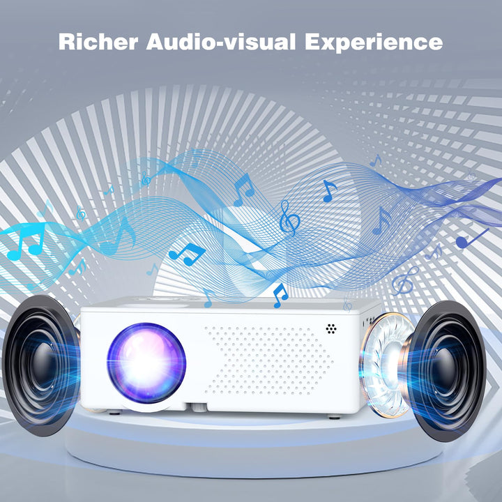 Mini Bluetooth Projector, Full HD 1080P Supported Portable Outdoor Movie Projector for iOS, Android, Windows, Compatible with TV Stick/HDMI/Smartphone/PS4/USB [Remote Included] - DOKUTRONIX