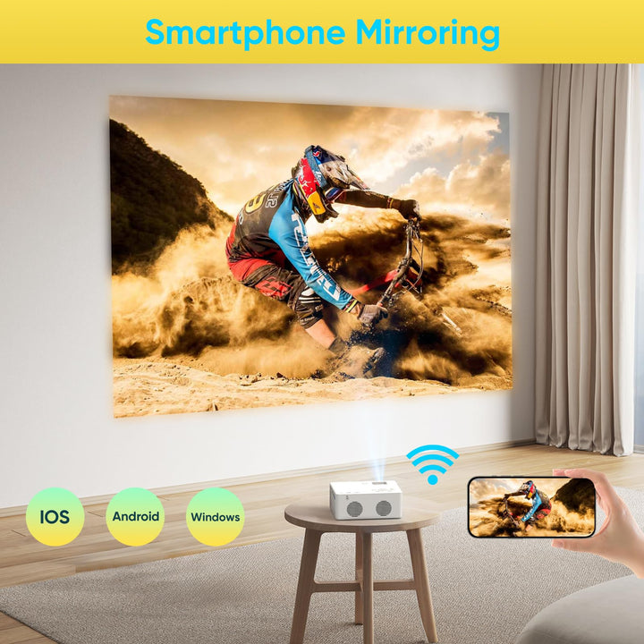 Mini Bluetooth Projector, Full HD 1080P Supported Portable Outdoor Movie Projector for iOS, Android, Windows, Compatible with TV Stick/HDMI/Smartphone/PS4/USB [Remote Included] - DOKUTRONIX