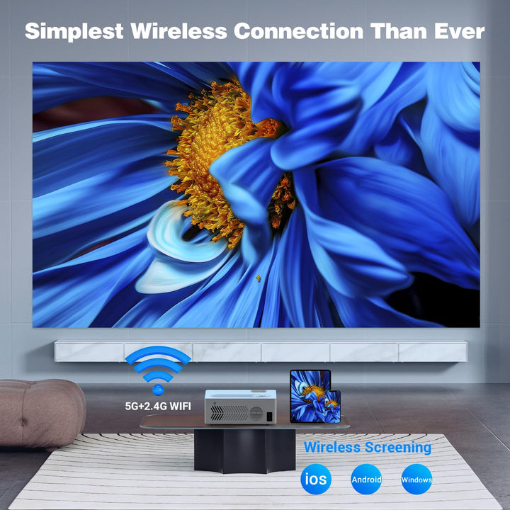 Mini Bluetooth Projector, Full HD 1080P Supported Portable Outdoor Movie Projector for iOS, Android, Windows, Compatible with TV Stick/HDMI/Smartphone/PS4/USB [Remote Included] - DOKUTRONIX