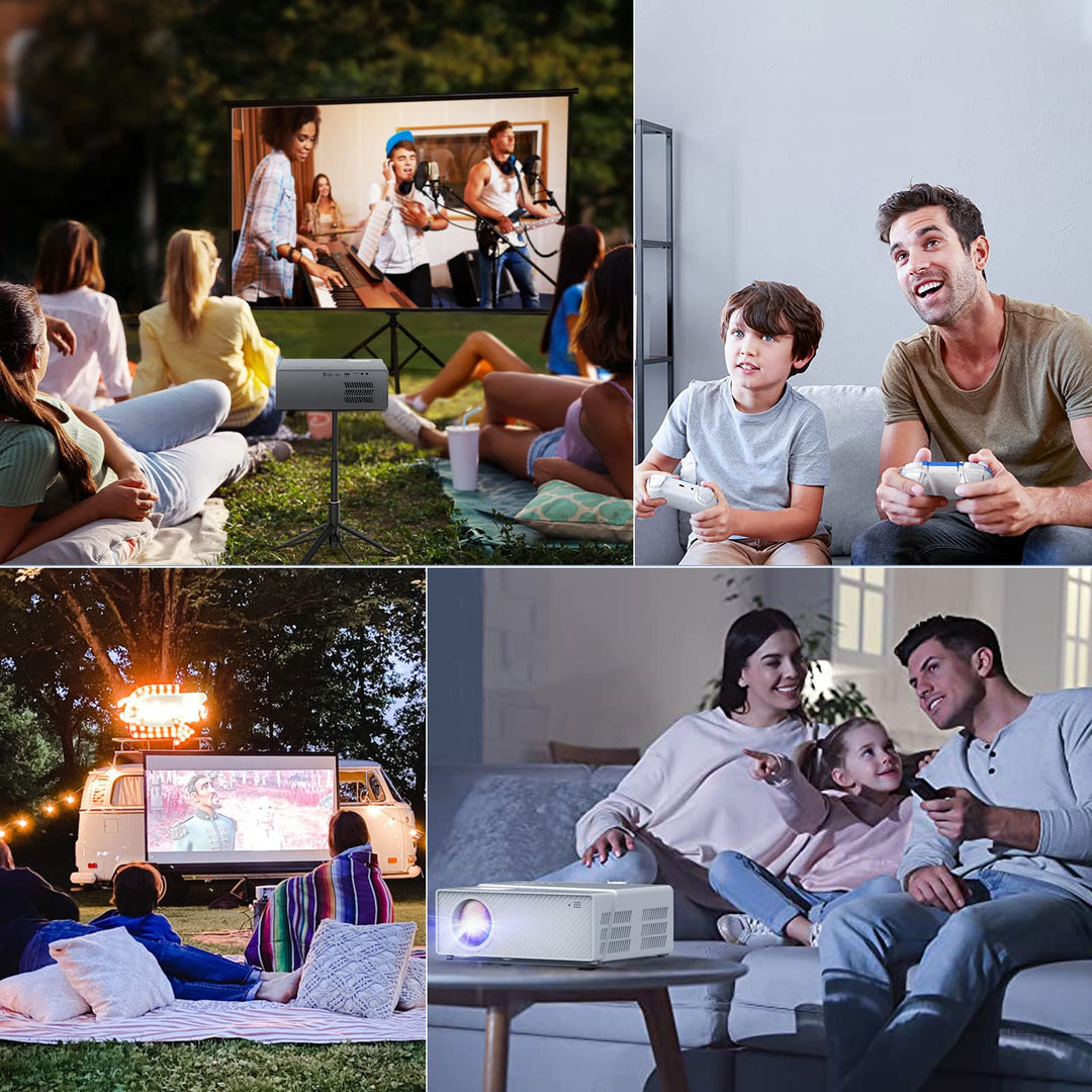 Mini Bluetooth Projector, Full HD 1080P Supported Portable Outdoor Movie Projector for iOS, Android, Windows, Compatible with TV Stick/HDMI/Smartphone/PS4/USB [Remote Included] - DOKUTRONIX