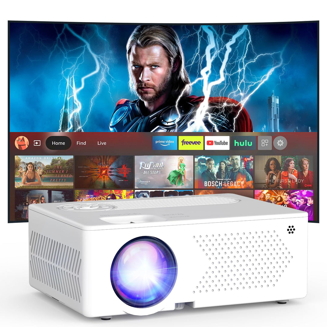 Mini Bluetooth Projector, Full HD 1080P Supported Portable Outdoor Movie Projector for iOS, Android, Windows, Compatible with TV Stick/HDMI/Smartphone/PS4/USB [Remote Included] - DOKUTRONIX