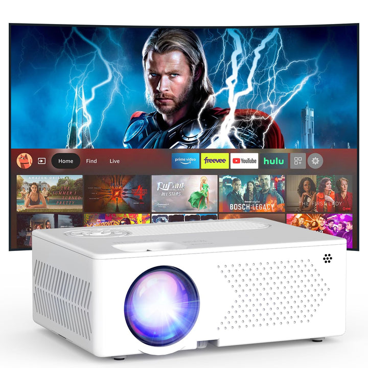 Mini Bluetooth Projector, Full HD 1080P Supported Portable Outdoor Movie Projector for iOS, Android, Windows, Compatible with TV Stick/HDMI/Smartphone/PS4/USB [Remote Included] - DOKUTRONIX