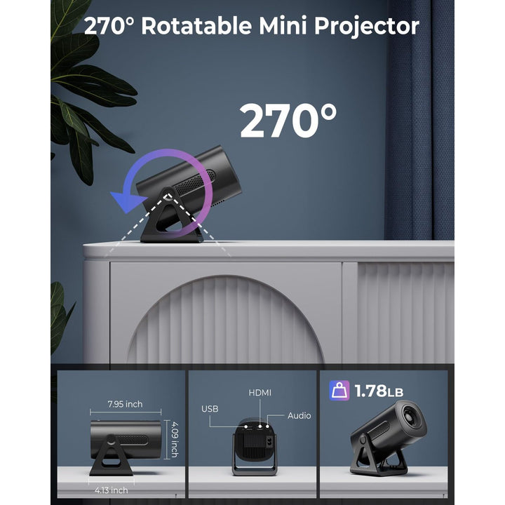 Mini Projector, CLOKOWE 2024 Upgraded Portable Projector with 9000 Lux and Full HD 1080P, Movie Projector Compatible with iOS/Android Phone/Tablet/Laptop/PC/TV Stick/Box/USB Drive/Game Console - DOKUTRONIX