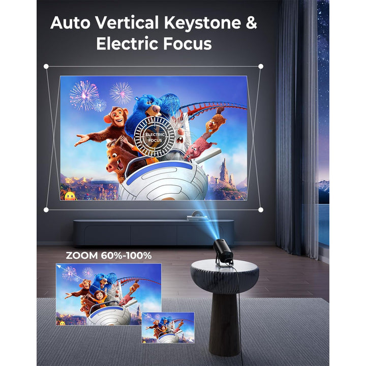 Mini Projector, CLOKOWE 2024 Upgraded Portable Projector with 9000 Lux and Full HD 1080P, Movie Projector Compatible with iOS/Android Phone/Tablet/Laptop/PC/TV Stick/Box/USB Drive/Game Console - DOKUTRONIX