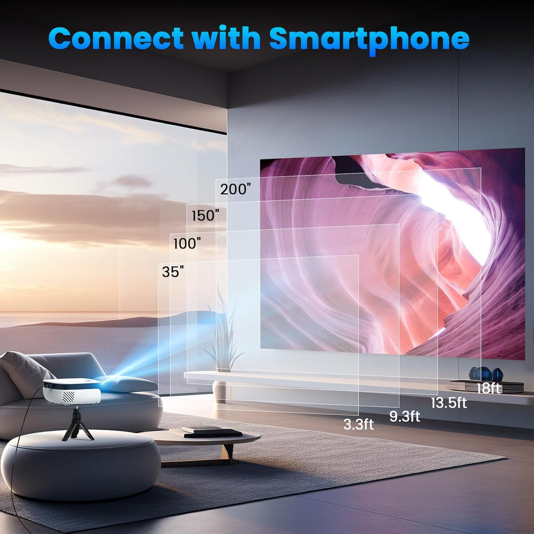 Mini Projector, NICPOW Portable Outdoor Movie Projector with Tripod, 1080P and 200" Supported Small Projector Compatible with TV Stick, Phone, PS5, HDMI, USB for Home, Bedroom, Gaming, Outdoor Use - DOKUTRONIX