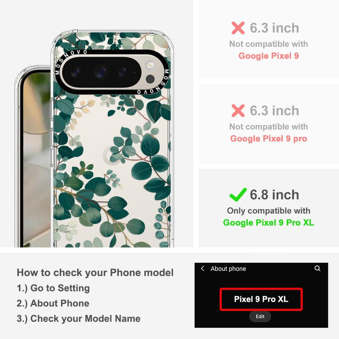 MOSNOVO Eucalyptus Clear Case for Pixel 9 Pro XL - DOKUTRONIX