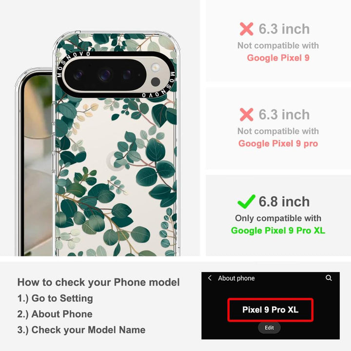 MOSNOVO Eucalyptus Clear Case for Pixel 9 Pro XL - DOKUTRONIX