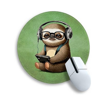 Funny Green Round Mouse Pad - Cute Sloth Mousepad
