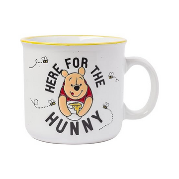 Winnie the Pooh Here for Hunny Wax Resist Ceramic Camper Mug - 20 Ounces, White/Multi