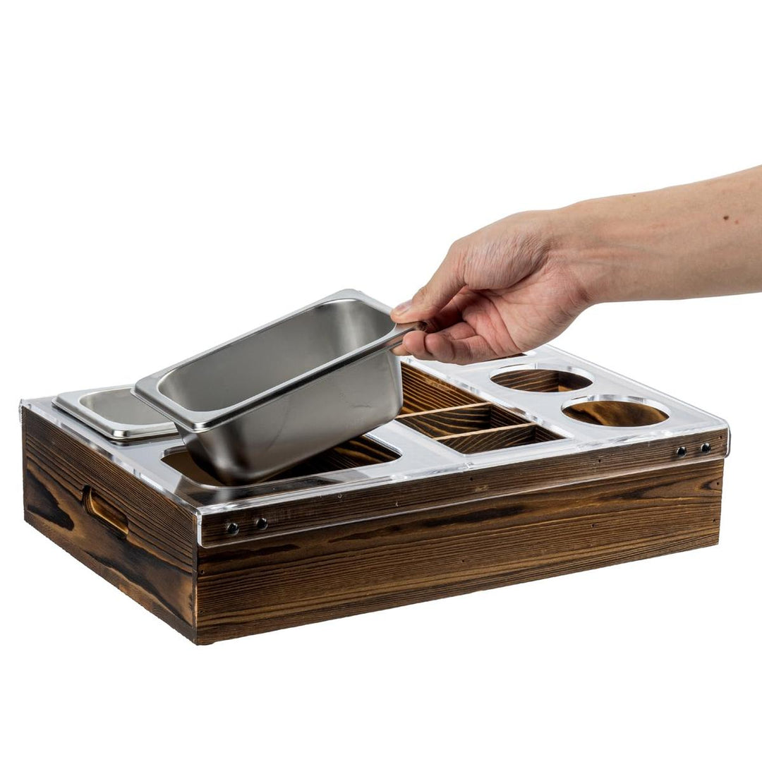 Rustic Couch Caddy Snack Tray & Bowl Set - DOKUTRONIX