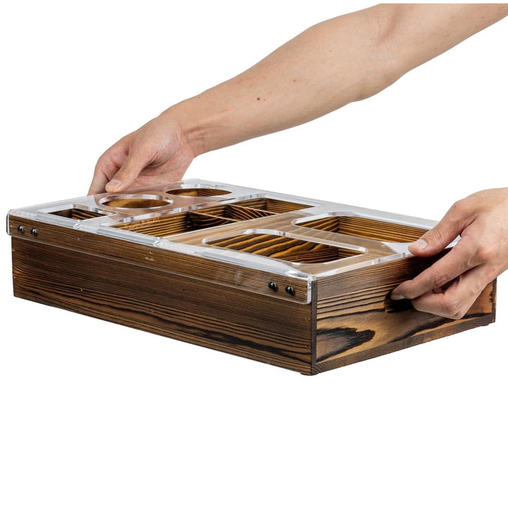 Rustic Couch Caddy Snack Tray & Bowl Set - DOKUTRONIX