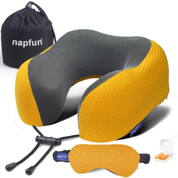 NapFun DreamFoam Travel Neck Pillow - Yellow Medium - DOKUTRONIX