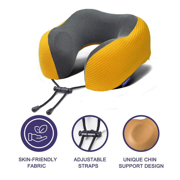 NapFun DreamFoam Travel Neck Pillow - Yellow Medium - DOKUTRONIX