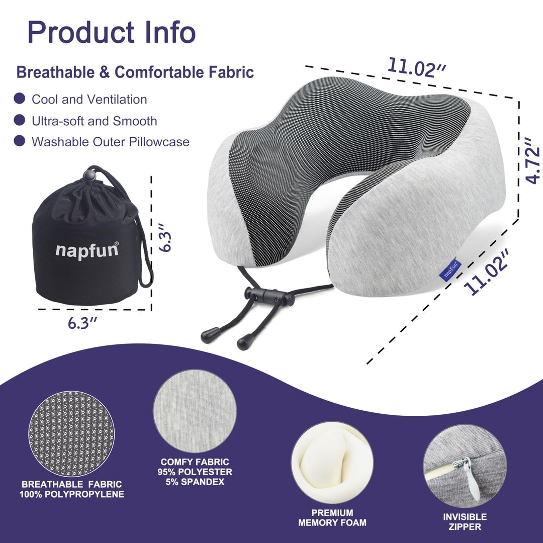 NapFun Luxe Travel Neck Pillow - Pure Memory Foam - DOKUTRONIX