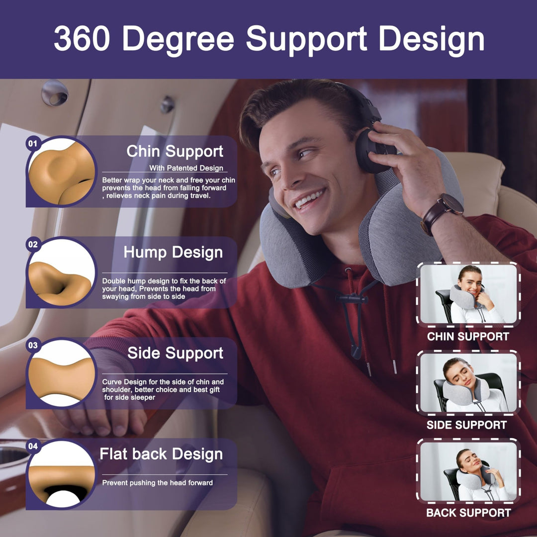 NapFun Luxe Travel Neck Pillow - Pure Memory Foam - DOKUTRONIX