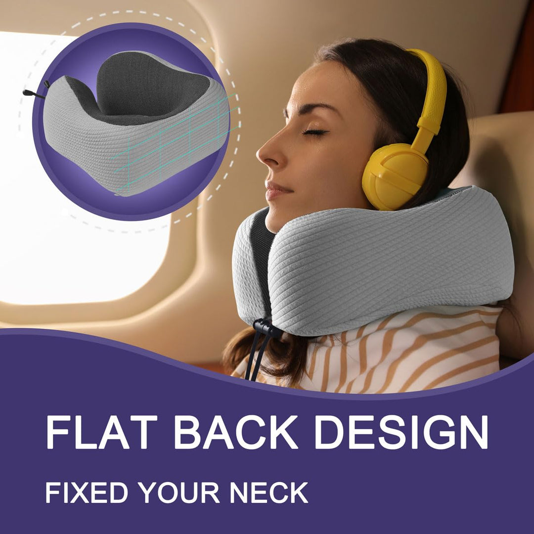 NapFun Premium Travel Neck Pillow - Grey Stripes - DOKUTRONIX