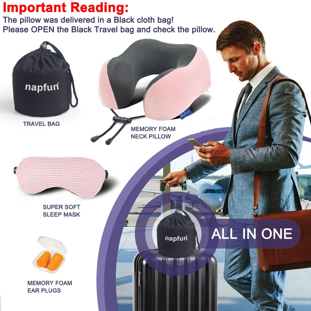 NapFun Travel Neck Pillow - Pure Memory Foam Bliss - DOKUTRONIX