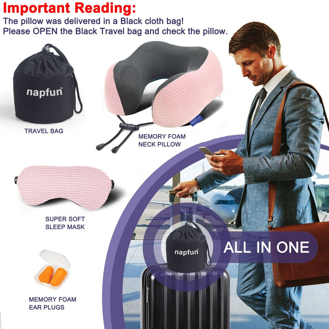 NapFun Travel Neck Pillow - Pure Memory Foam Bliss - DOKUTRONIX