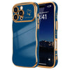 Navy Wave iPhone 16 Pro Max Case with Gold Heart Edge