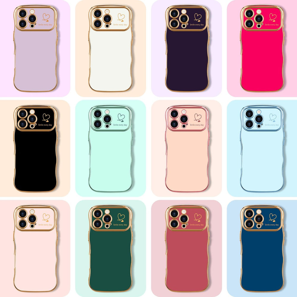 Navy Wave iPhone 16 Pro Max Case with Gold Heart Edge - DOKUTRONIX