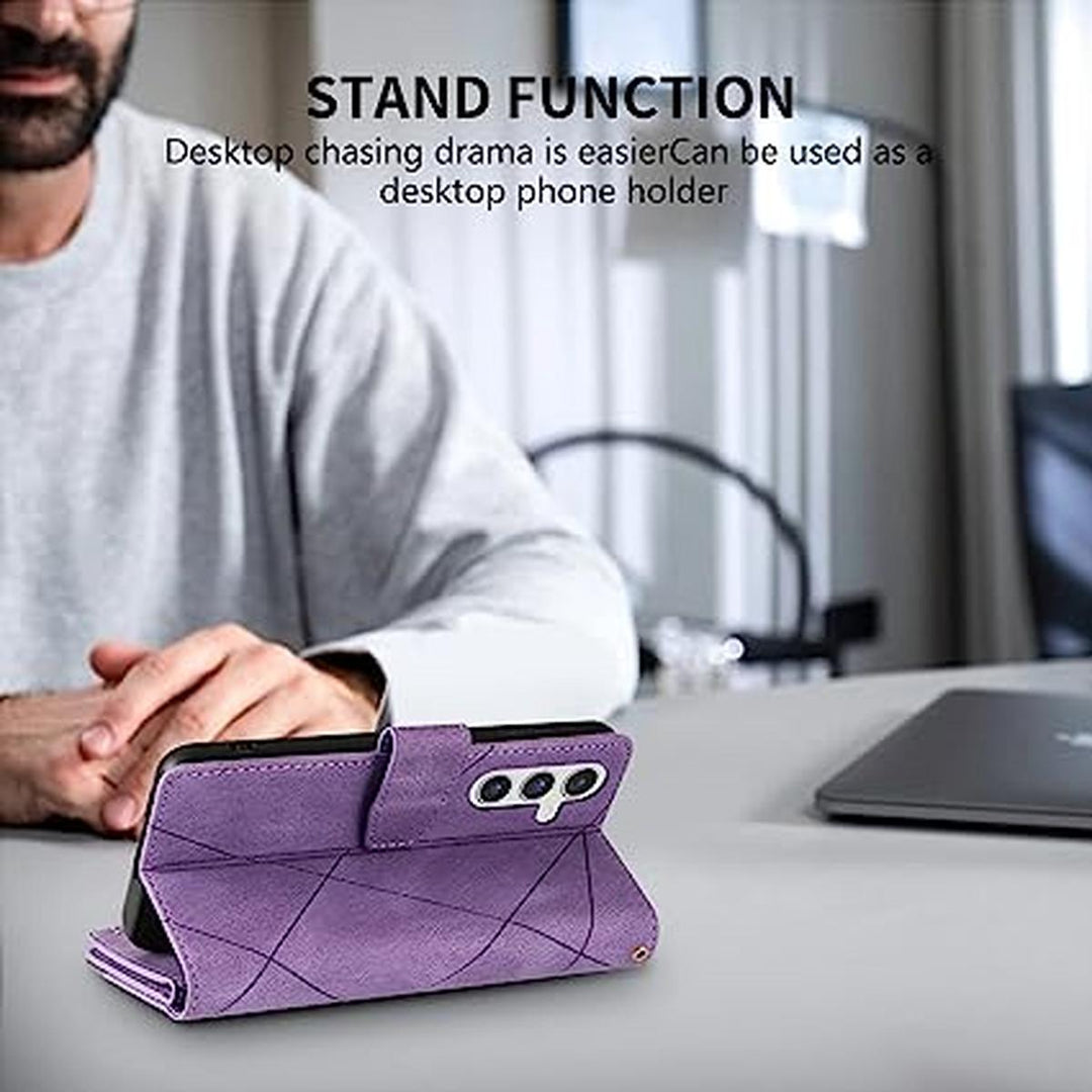 Neiye A54 5G RFID Wallet Case - Purple Zipper Kickstand - DOKUTRONIX