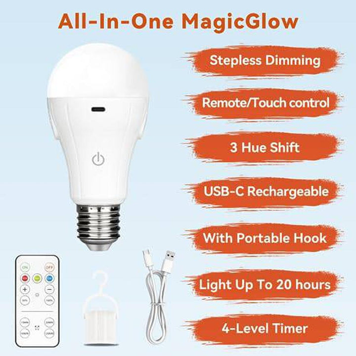 MagicGlow Remote LED Bulbs - 3 Colors, Dimmable Duo - DOKUTRONIX