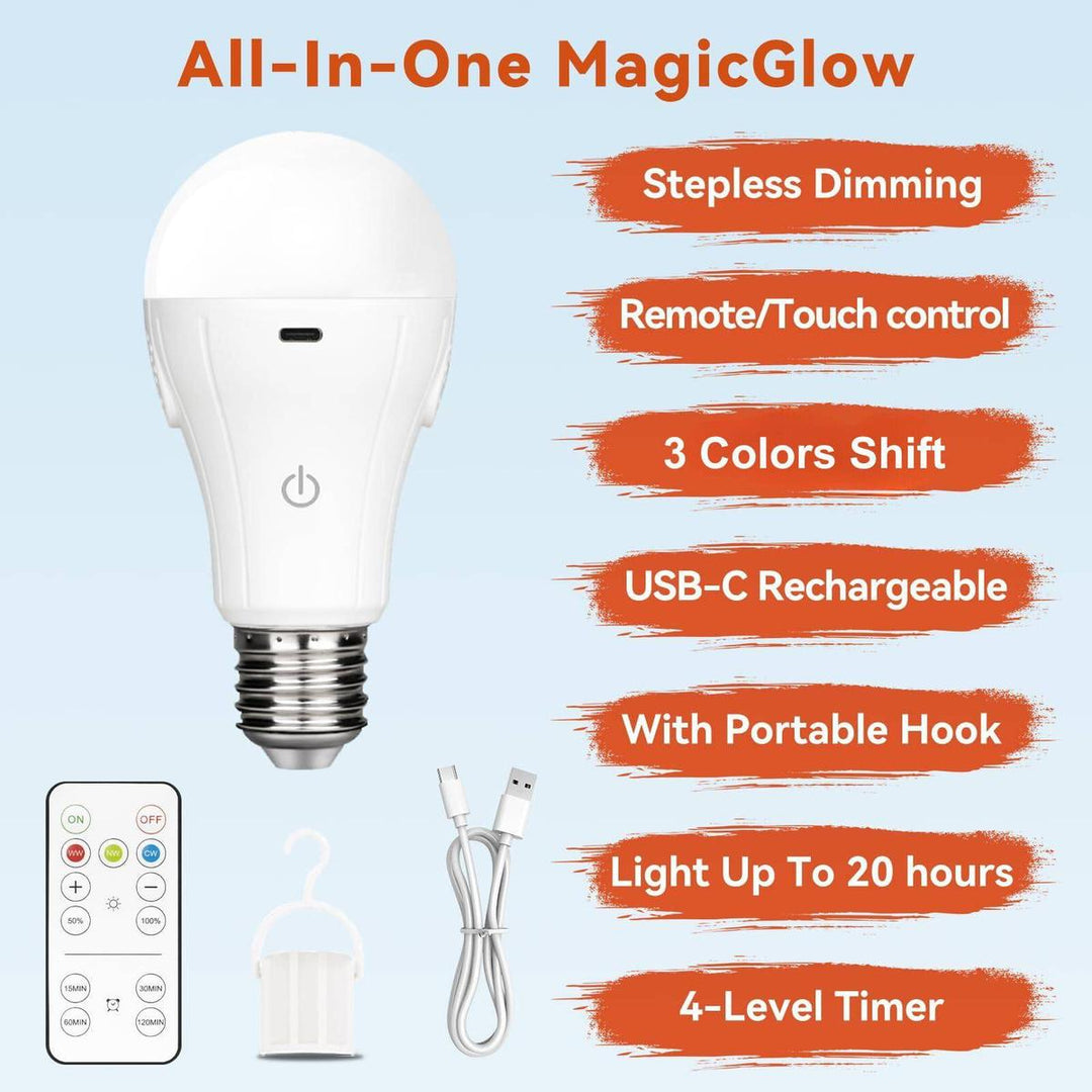 MagicGlow Remote LED Bulbs - 3 Colors, Dimmable Duo - DOKUTRONIX
