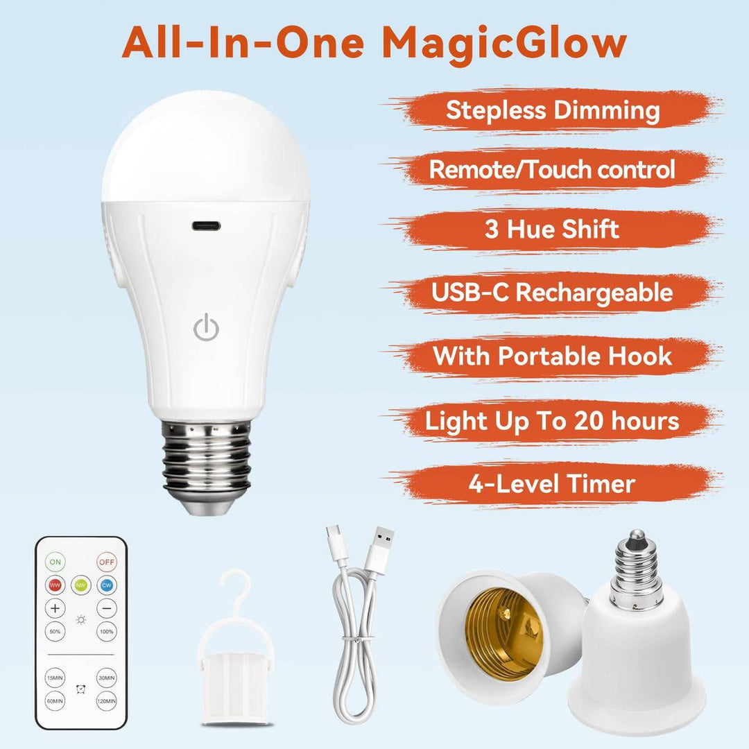 MagicGlow Remote LED Bulbs - 3 Colors, Dimmable Duo - DOKUTRONIX