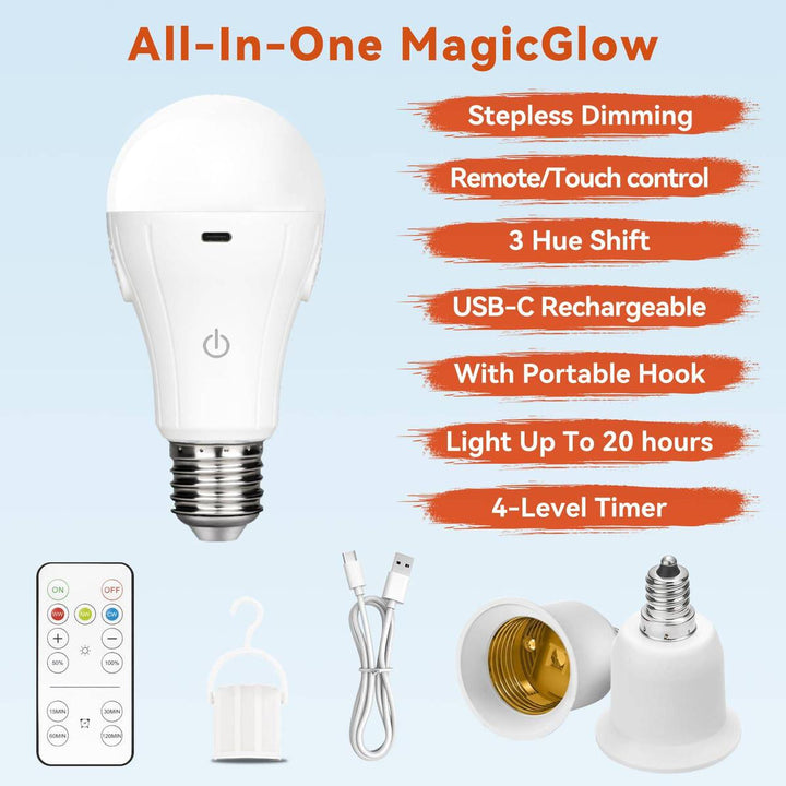 MagicGlow Remote LED Bulbs - 3 Colors, Dimmable Duo - DOKUTRONIX