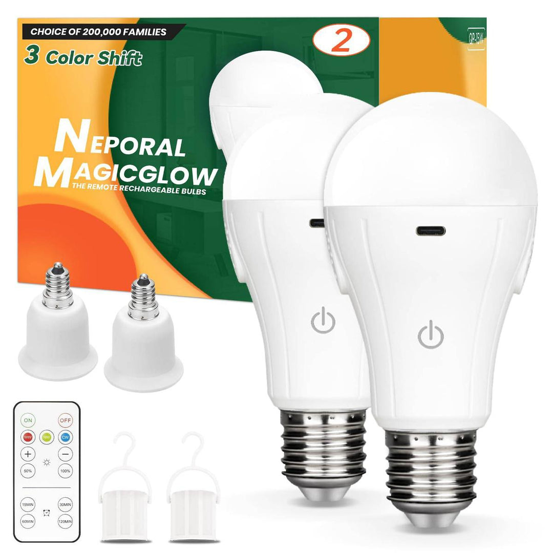 MagicGlow Remote LED Bulbs - 3 Colors, Dimmable Duo - DOKUTRONIX