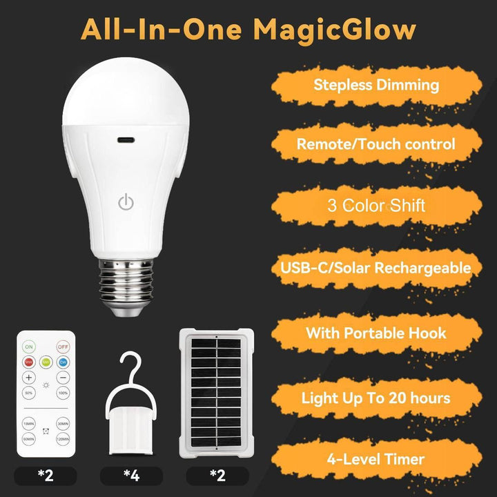 MagicGlow Remote LED Bulbs - 3 Colors, Dimmable Duo - DOKUTRONIX