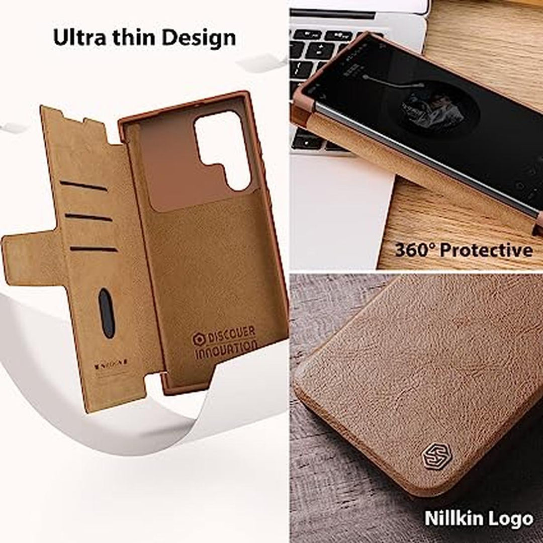 Nillkin Brown Wallet Case for Samsung S23 Ultra - DOKUTRONIX