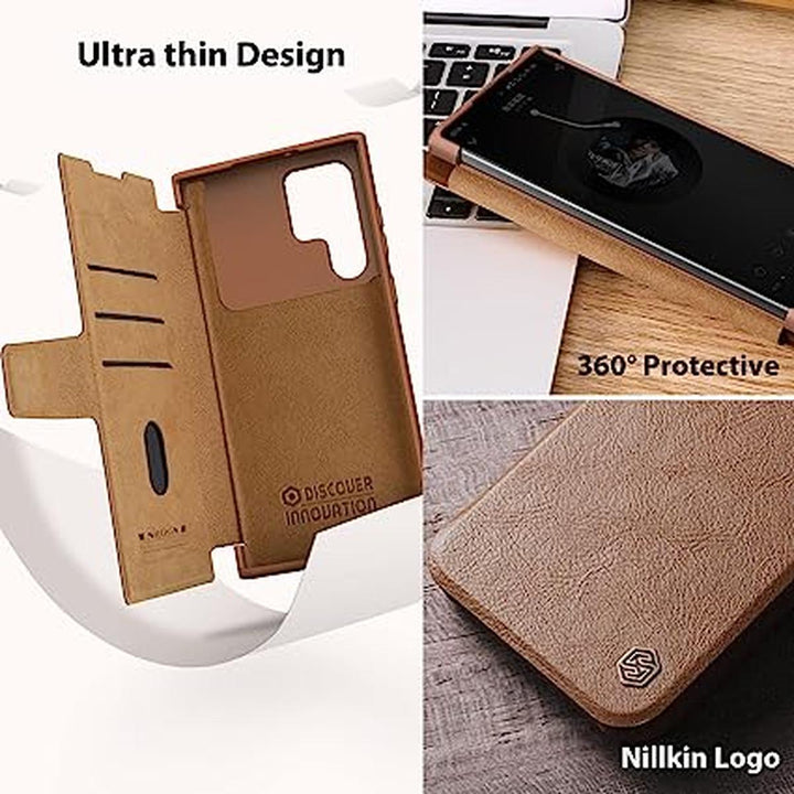 Nillkin Brown Wallet Case for Samsung S23 Ultra - DOKUTRONIX