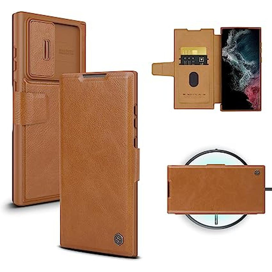 Nillkin Brown Wallet Case for Samsung S23 Ultra - DOKUTRONIX