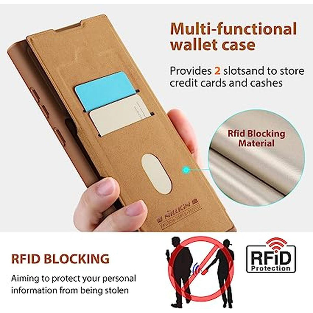 Nillkin Brown Wallet Case for Samsung S23 Ultra - DOKUTRONIX