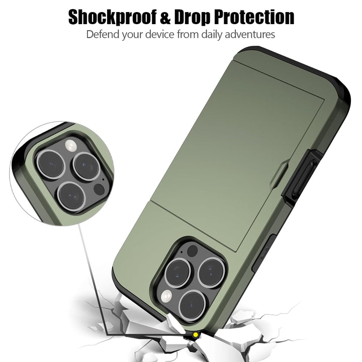 Nvollnoe iPhone 16 Pro Dual Layer Wallet Case - Green - DOKUTRONIX