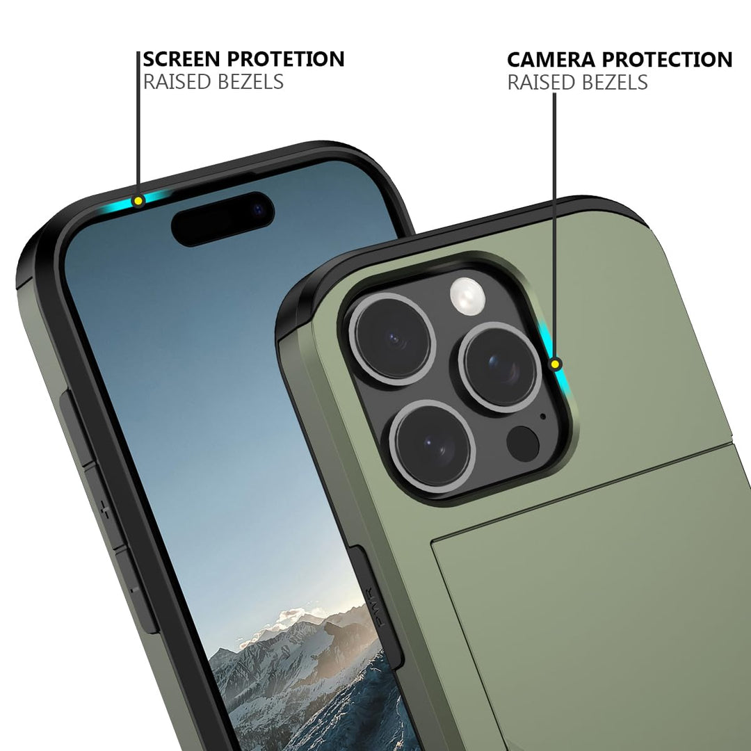 Nvollnoe iPhone 16 Pro Dual Layer Wallet Case - Green - DOKUTRONIX