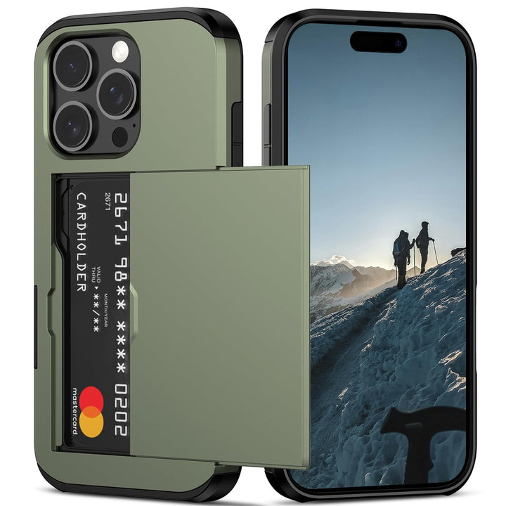 Nvollnoe iPhone 16 Pro Dual Layer Wallet Case - Green - DOKUTRONIX