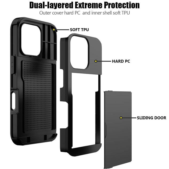 Nvollnoe iPhone 16 Pro Wallet Case - Heavy Duty Black - DOKUTRONIX