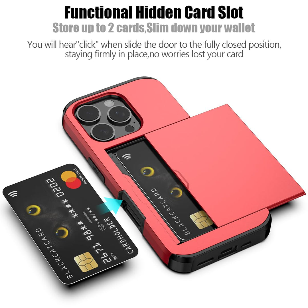 Nvollnoe Slim Wallet Case for iPhone 16 Pro - Red - DOKUTRONIX