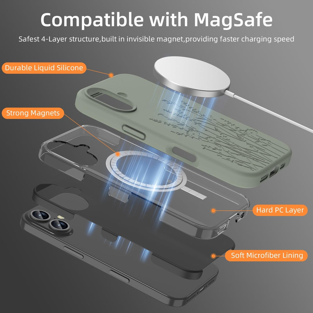 Calke Green Flower Magnetic iPhone 16 Case - DOKUTRONIX