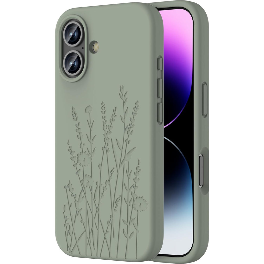 Calke Green Flower Magnetic iPhone 16 Case - DOKUTRONIX