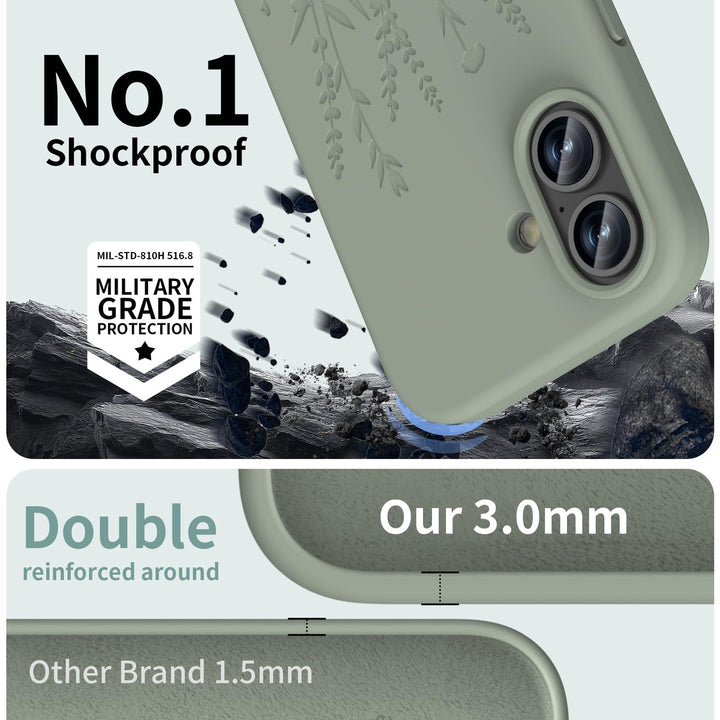 Calke Green Flower Magnetic iPhone 16 Case - DOKUTRONIX