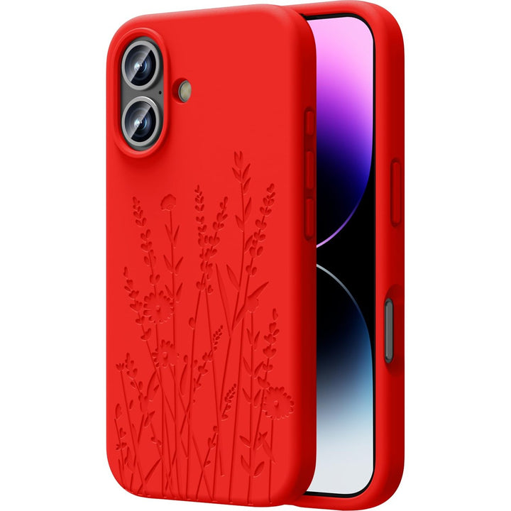 MagnetSil Red Floral iPhone 16 Case - DOKUTRONIX