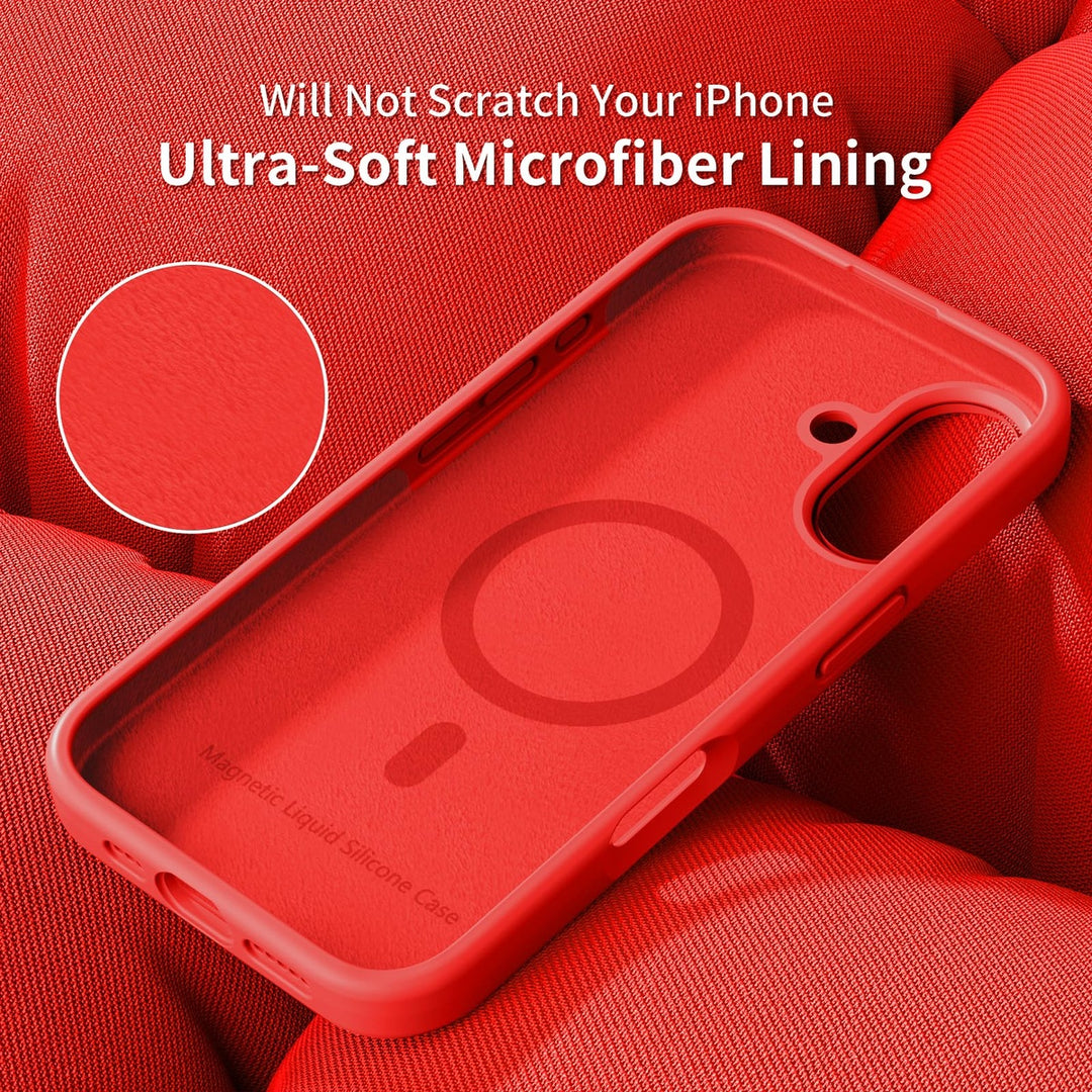 MagnetSil Red Floral iPhone 16 Case - DOKUTRONIX